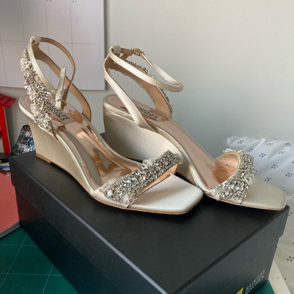 Ivory Badgley Mischka Wedding Bridal Shoes, Size 8.5
